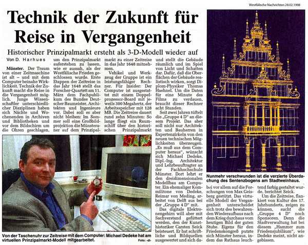 Beitrag über Michael Dedeke in der WN vom 28.02.1998